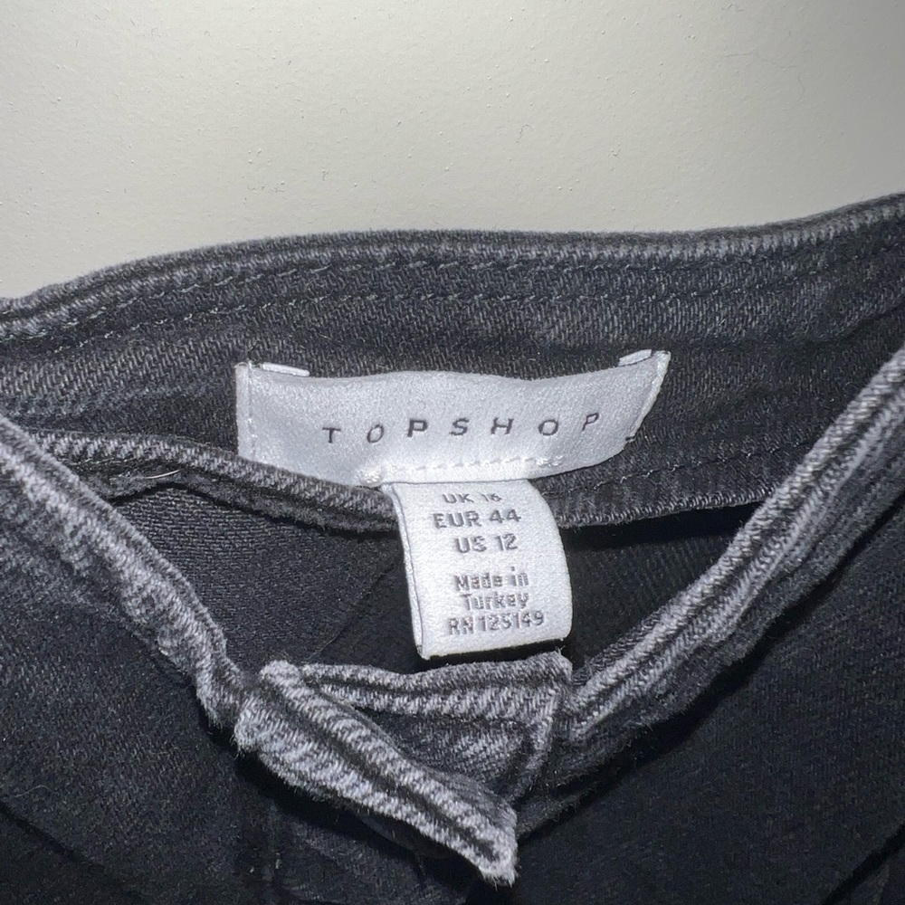 TopShop Washed Black Button Denim Bodycon Dress 12 - Picture 6 of 7